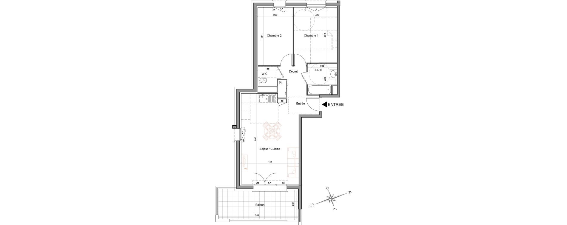 Appartement T3 de 61,10 m2 au Muy Saint roch - le muy