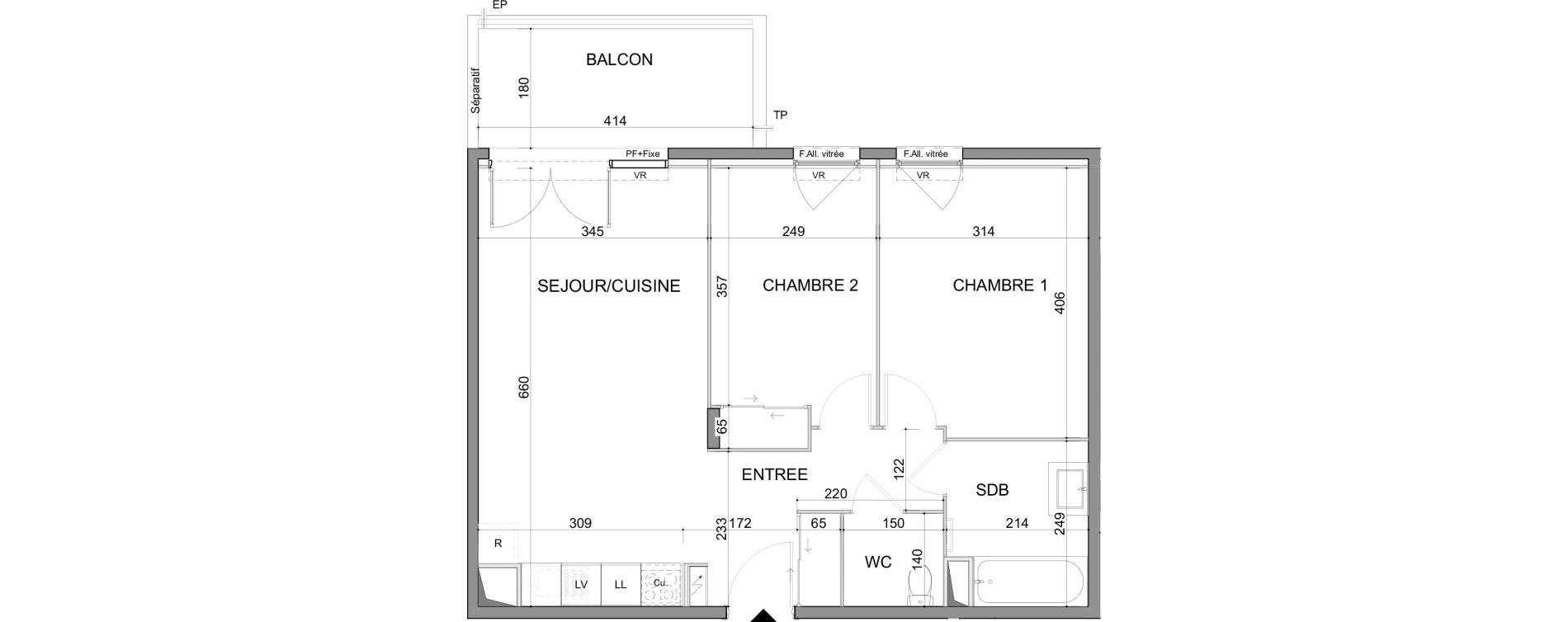 Appartement T3 de 58,61 m2 au Muy Centre