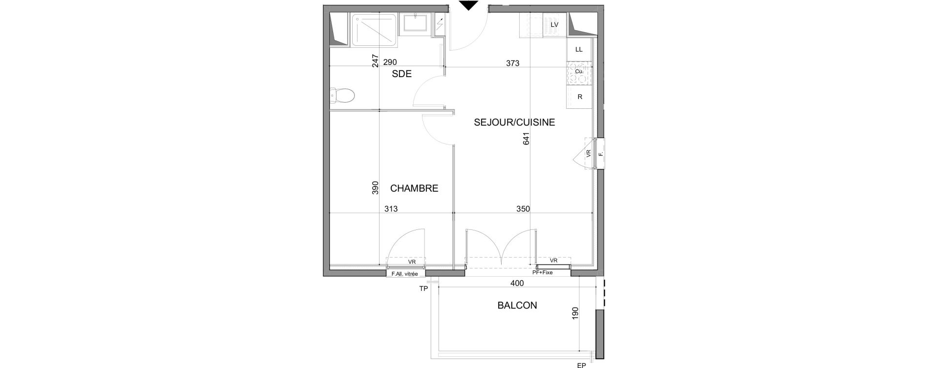 Appartement T2 de 41,24 m2 au Muy Centre