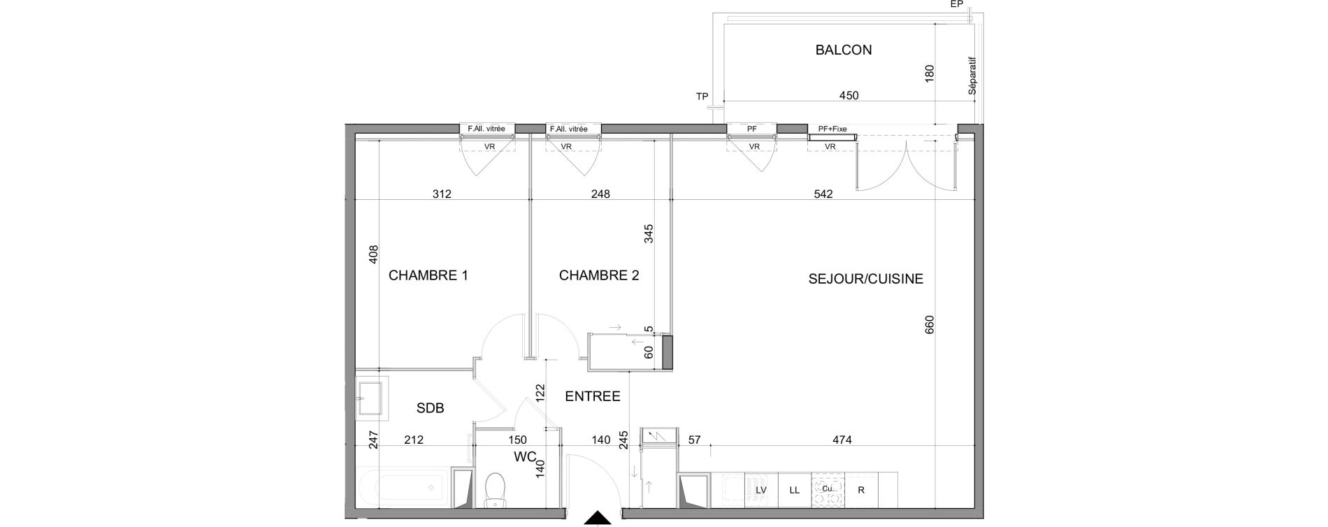 Appartement T3 de 71,43 m2 au Muy Centre