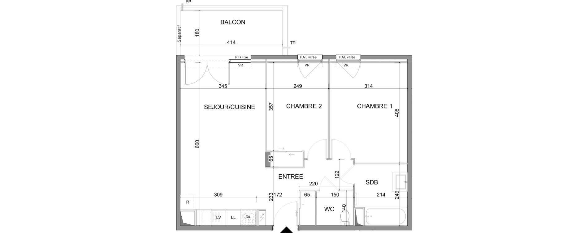 Appartement T3 de 58,61 m2 au Muy Centre