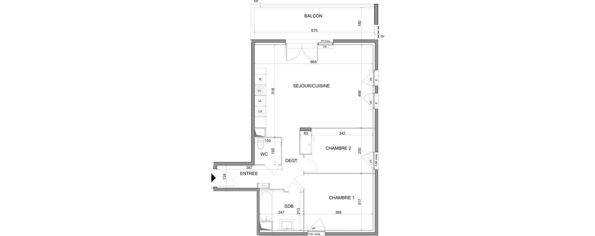 Appartement T3 de 69,29 m2 au Muy Centre