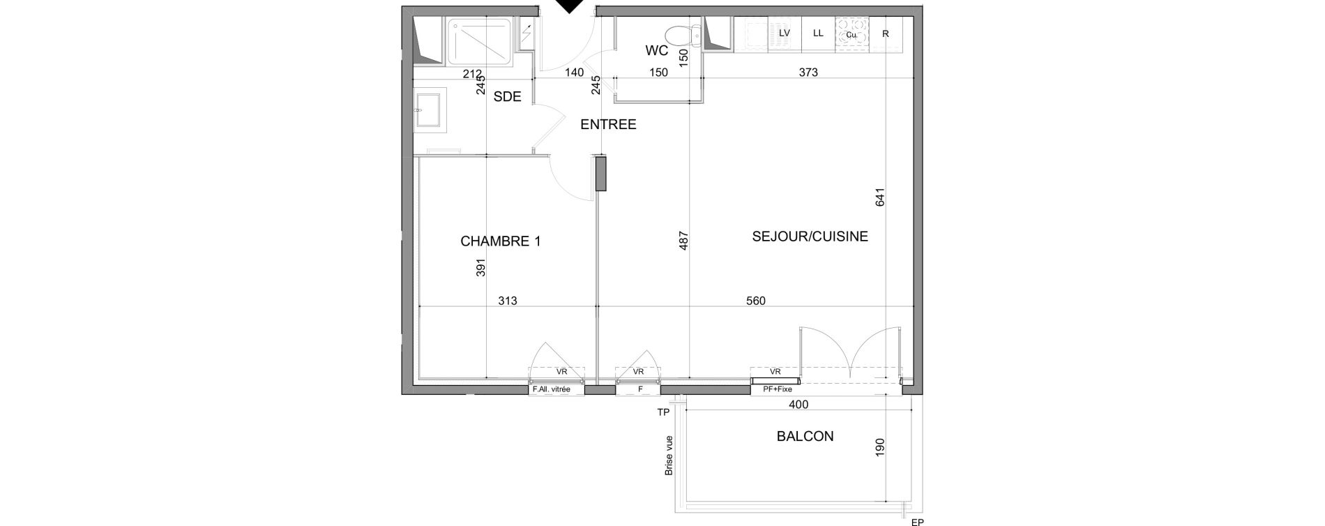 Appartement T2 de 54,75 m2 au Muy Centre