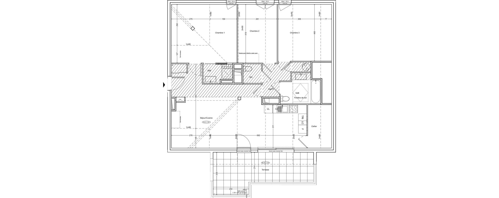 Appartement T4 de 91,89 m2 au Pradet Centre