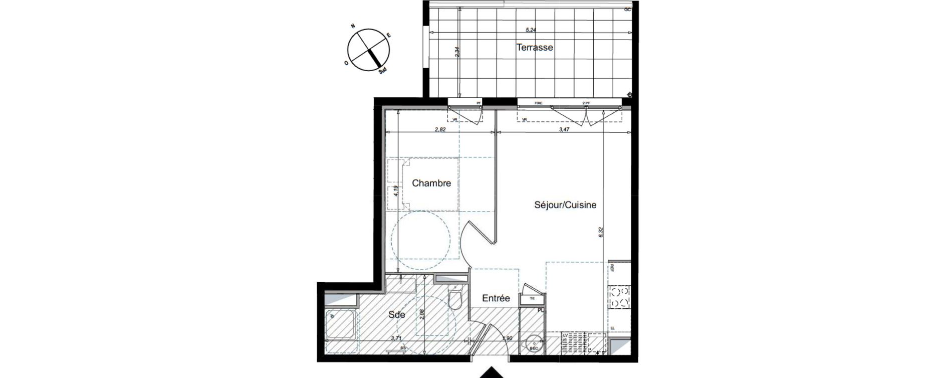 Appartement T2 de 40,89 m2 aux Arcs Saint-roch