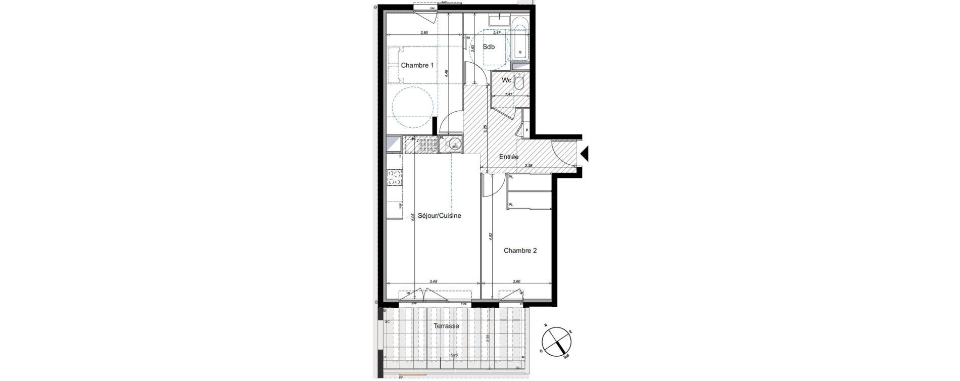 Appartement T3 de 60,06 m2 aux Arcs Saint-roch
