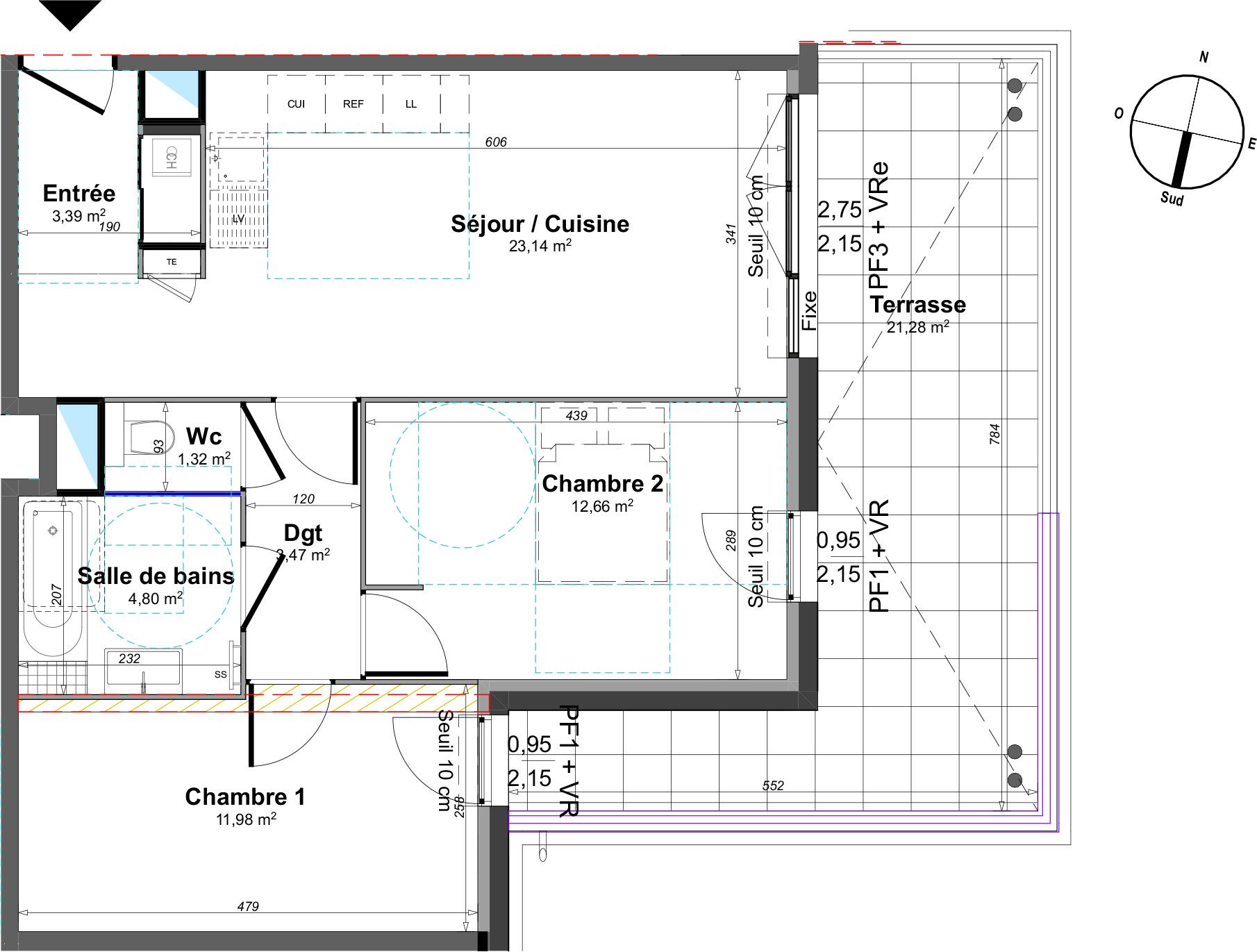 Appartement T3 de 60.76 m2 1er étage E Le Clos Muscatelle 2 Lorgues ref 359