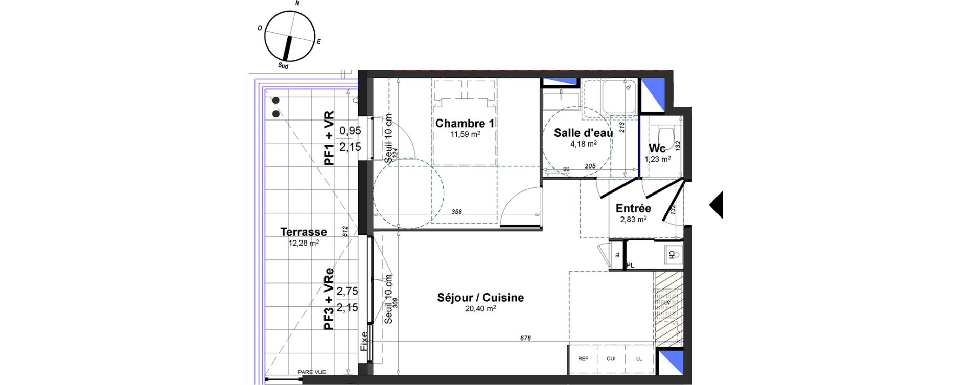 Appartement T2 de 40,23 m2 &agrave; Lorgues Centre