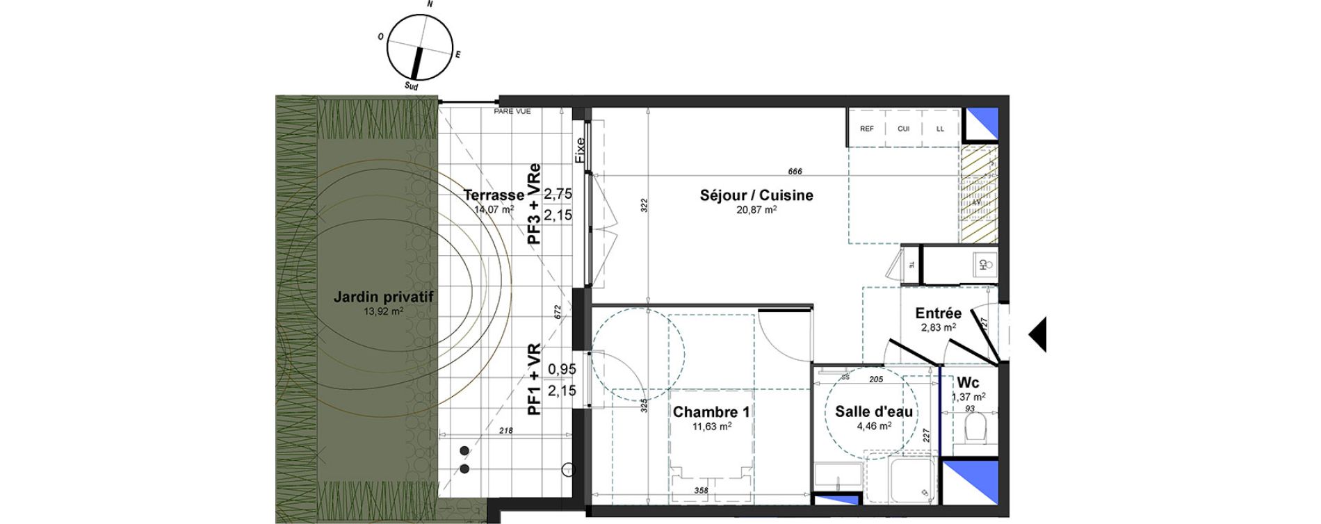 Appartement T2 de 41,16 m2 &agrave; Lorgues Centre