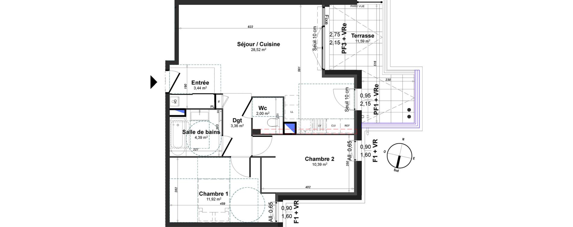 Appartement T3 de 64,02 m2 &agrave; Lorgues Centre