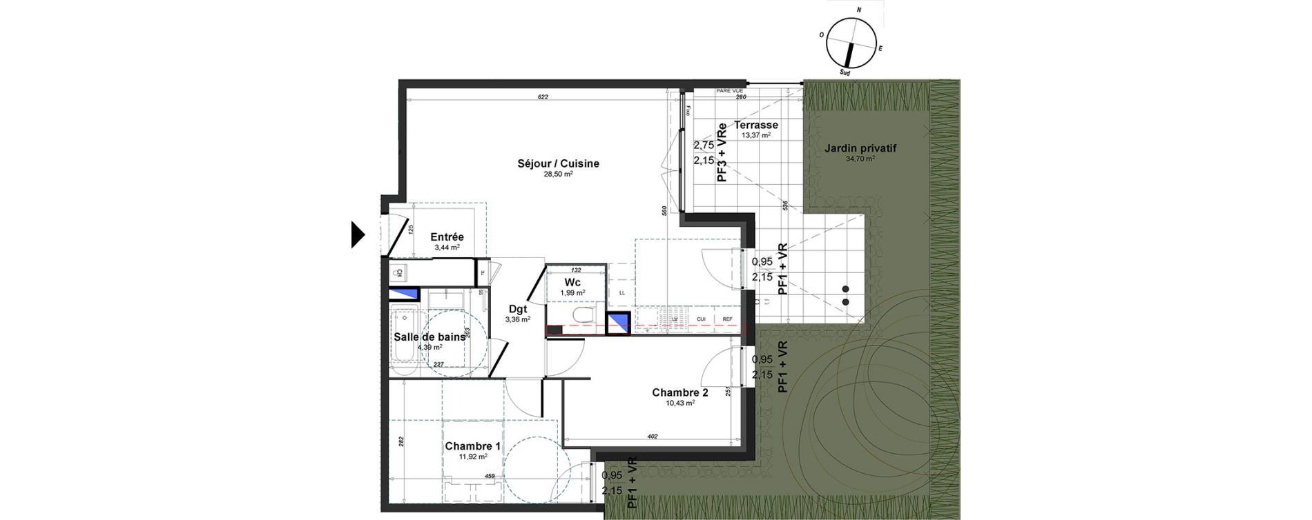 Appartement T3 de 64,03 m2 &agrave; Lorgues Centre