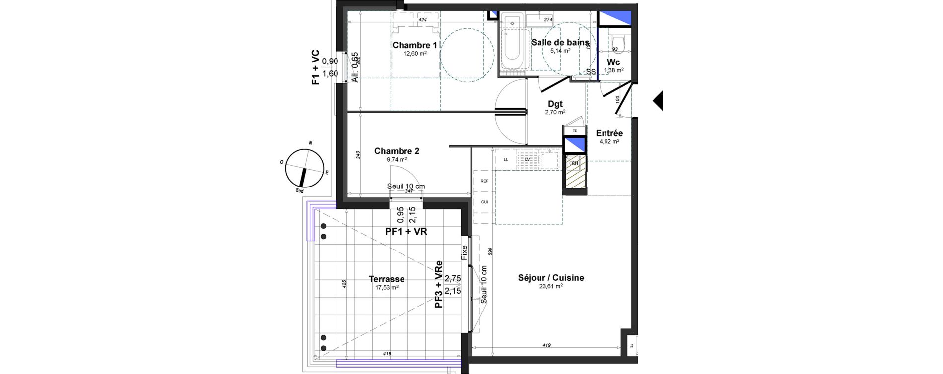 Appartement T3 de 59,79 m2 &agrave; Lorgues Centre
