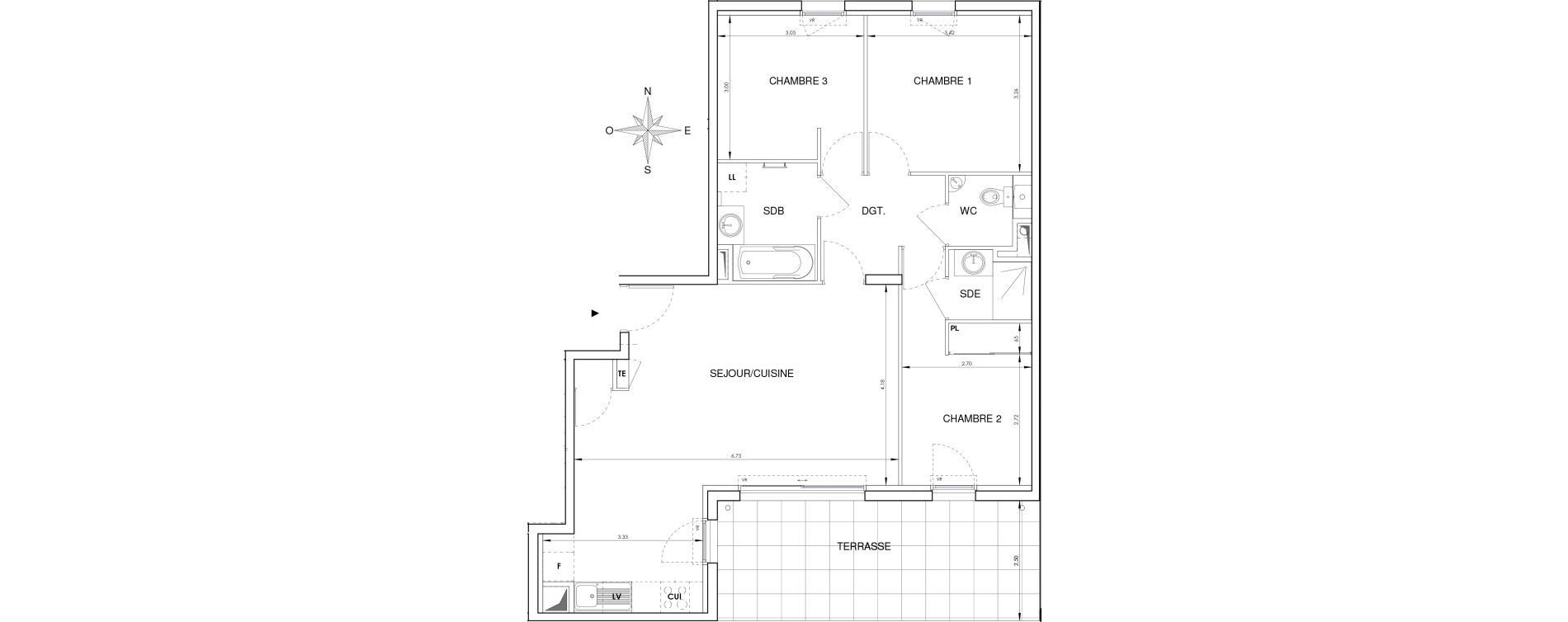 Appartement T4 de 79,02 m2 &agrave; Ollioules Centre