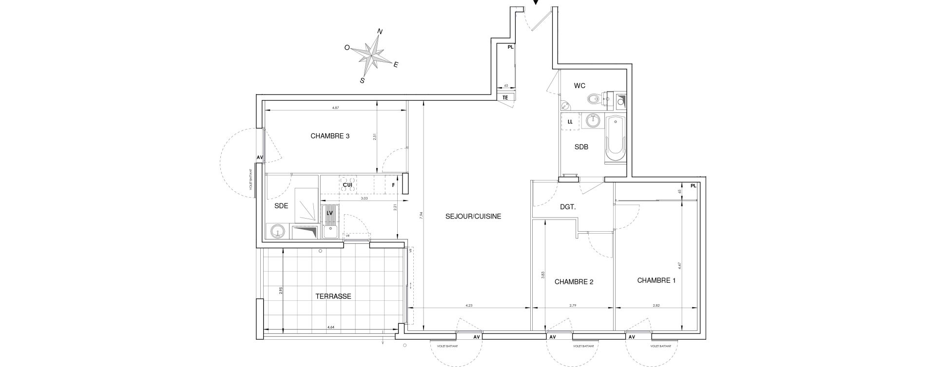 Appartement T4 de 99,94 m2 &agrave; Ollioules Centre