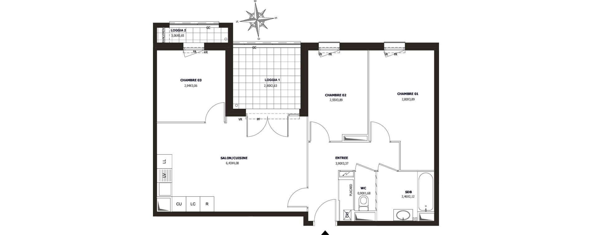 Appartement T4 de 71,30 m2 &agrave; Ollioules Centre