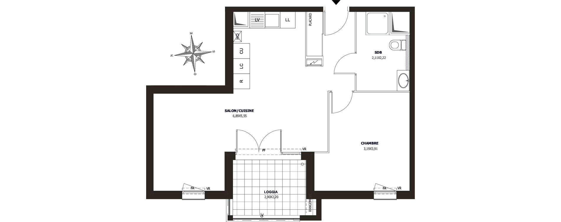 Appartement T2 de 54,19 m2 &agrave; Ollioules Centre