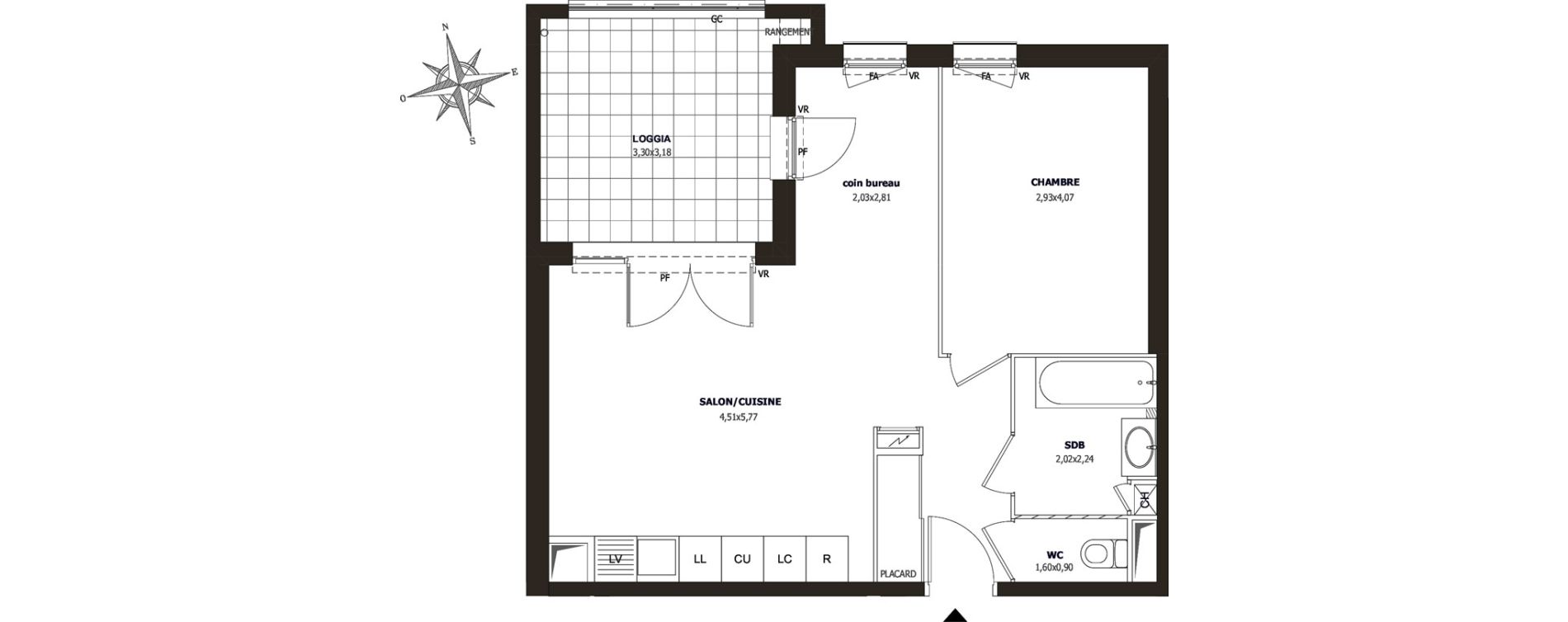 Appartement T2 de 50,95 m2 &agrave; Ollioules Centre