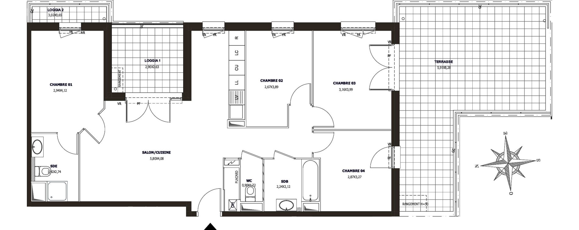 Appartement T5 de 90,65 m2 &agrave; Ollioules Centre