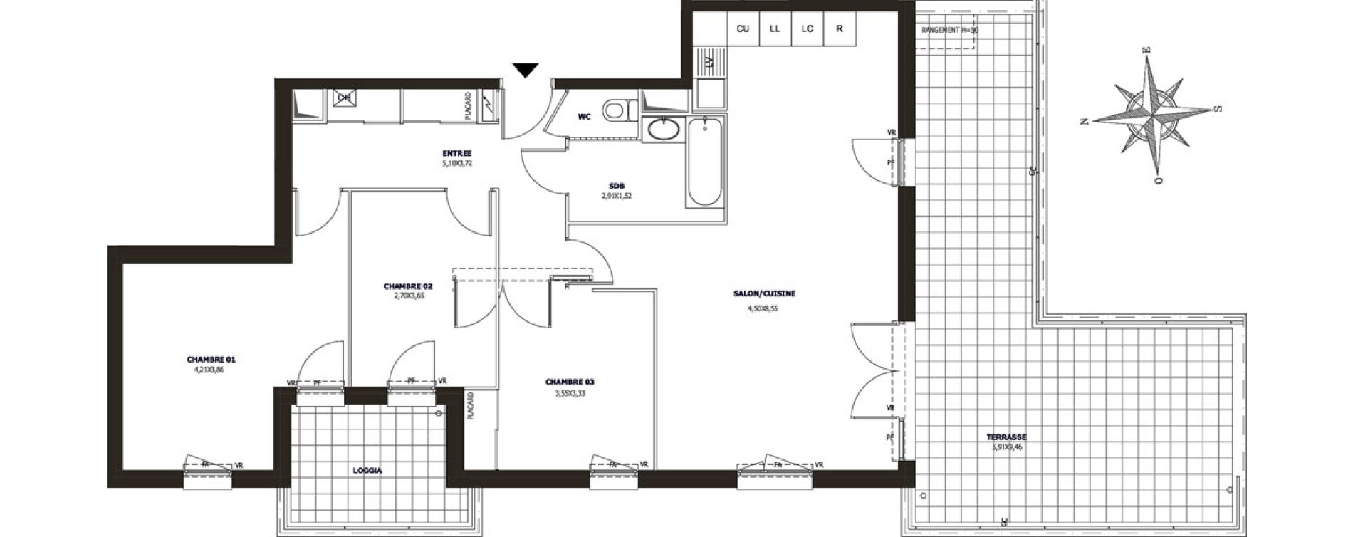 Appartement T4 de 89,83 m2 &agrave; Ollioules Centre