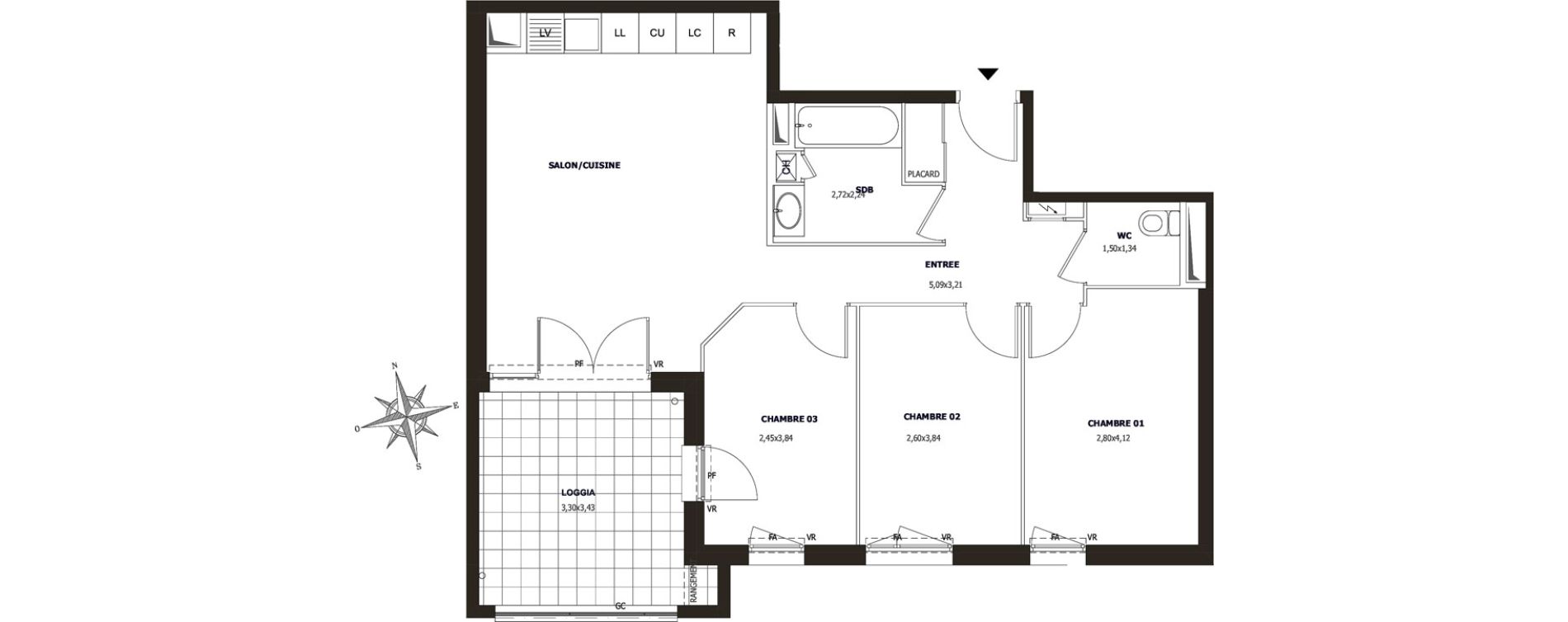 Appartement T4 de 70,78 m2 &agrave; Ollioules Centre