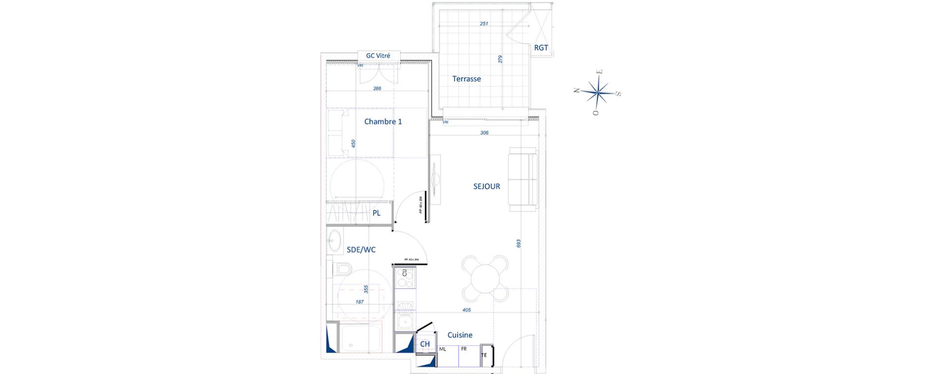 Appartement T2 de 43,25 m2 &agrave; Ollioules Centre