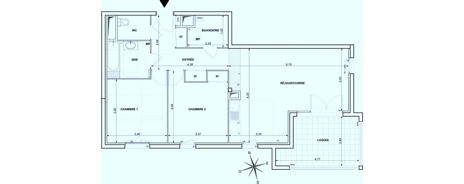 Appartement T3 de 75,79 m2 &agrave; Ollioules Centre