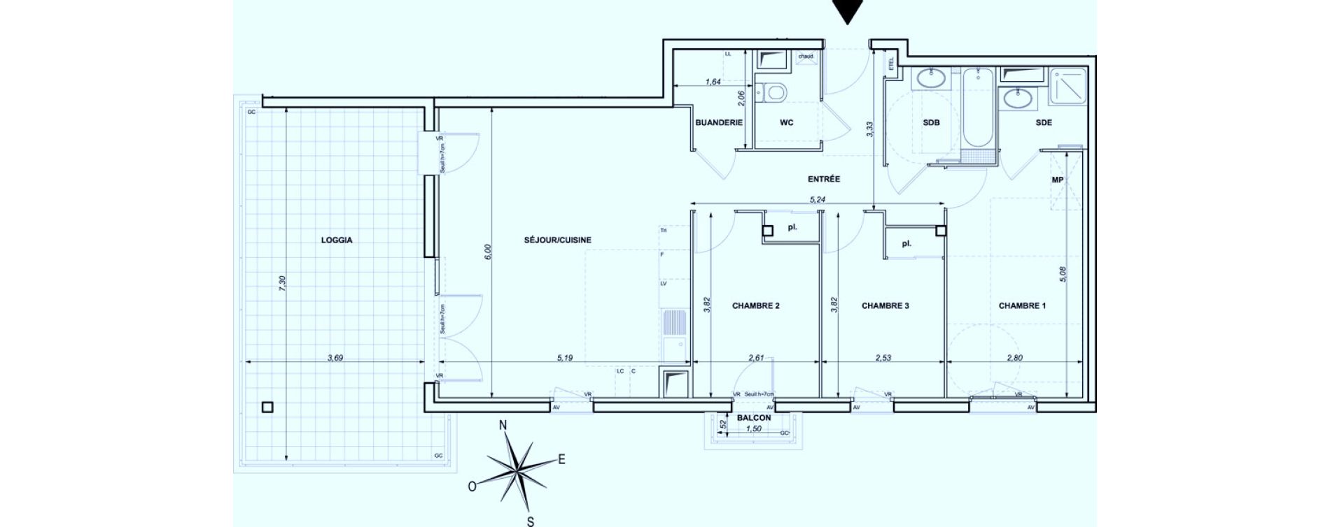 Appartement T4 de 85,36 m2 &agrave; Ollioules Centre