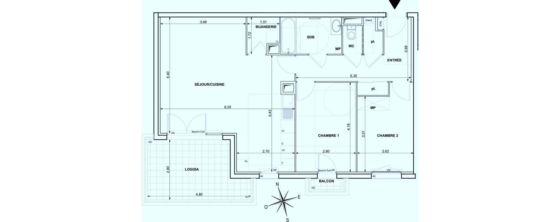 Appartement T3 de 75,10 m2 &agrave; Ollioules Centre