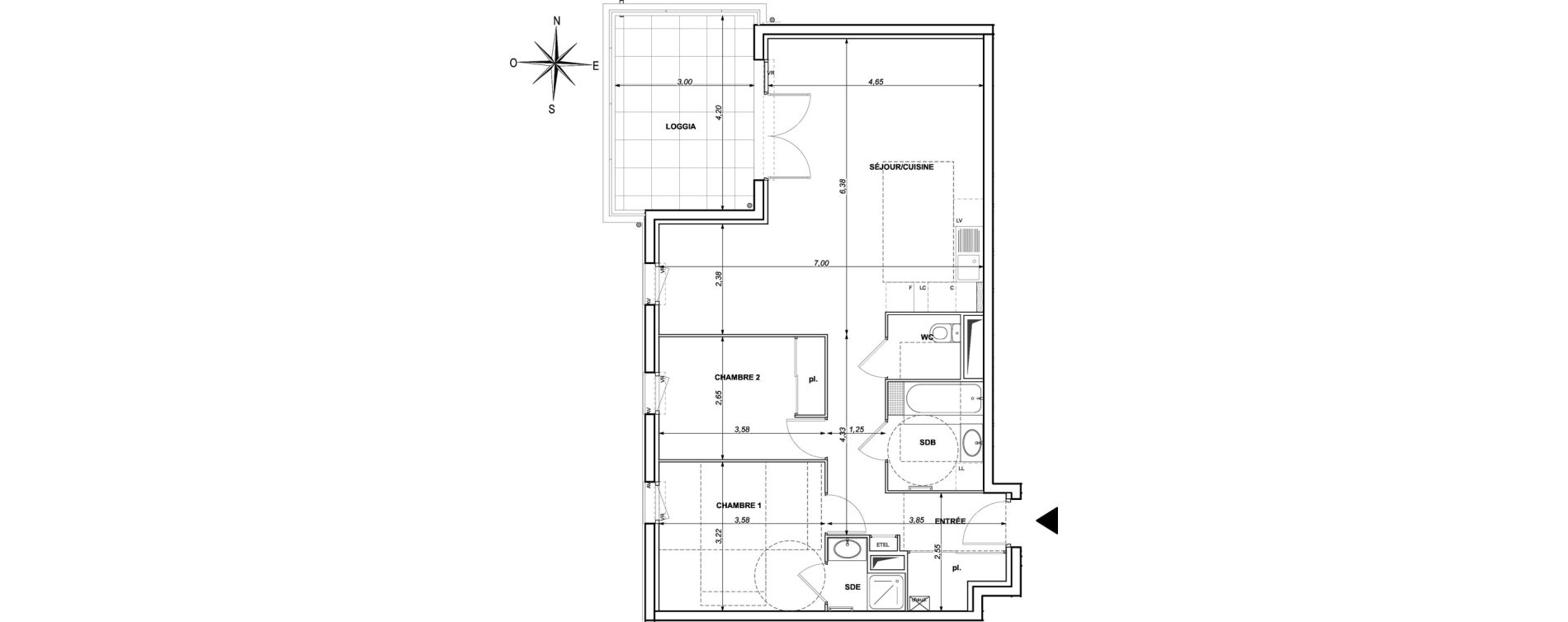 Appartement T3 de 74,91 m2 &agrave; Ollioules Centre