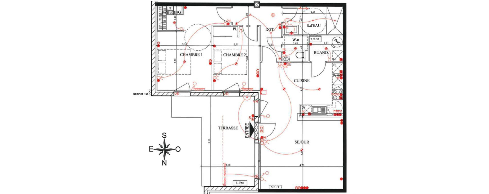 Appartement T3 de 74,42 m2 &agrave; Pourri&egrave;res Centre