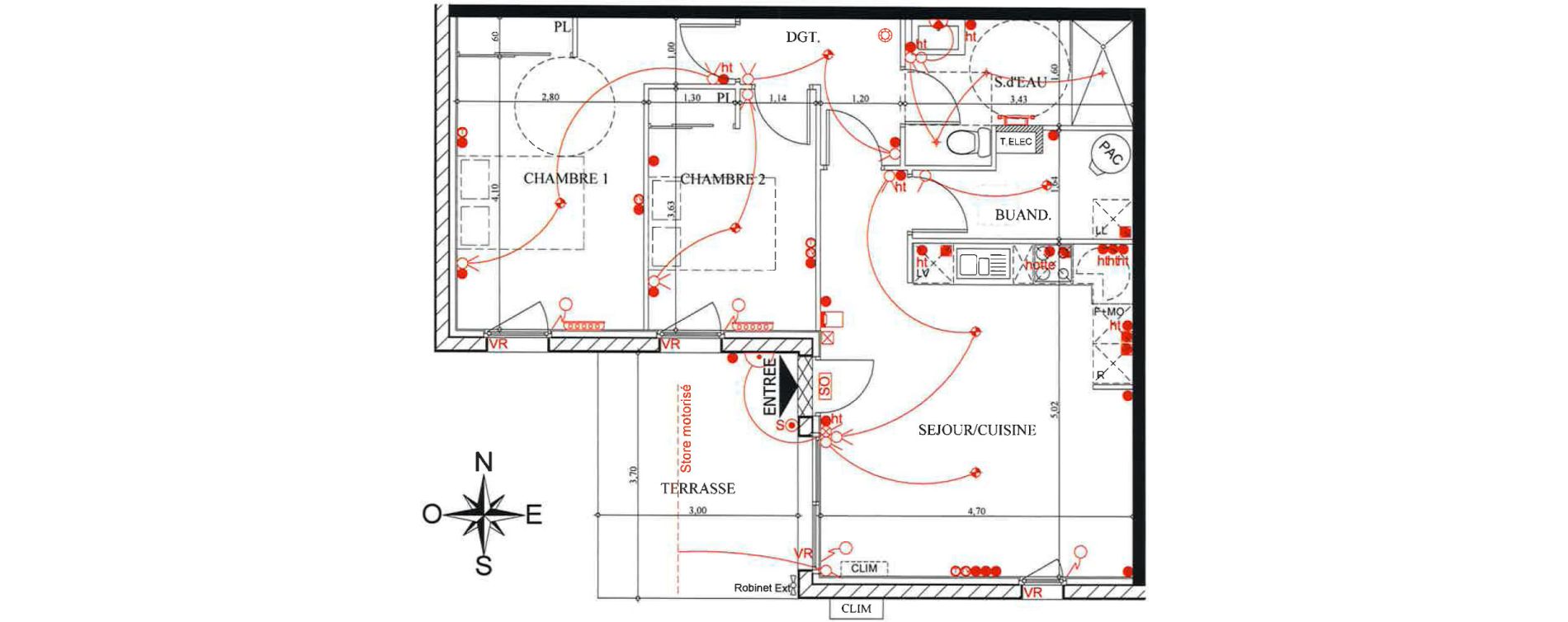 Appartement T3 de 63,19 m2 &agrave; Pourri&egrave;res Centre