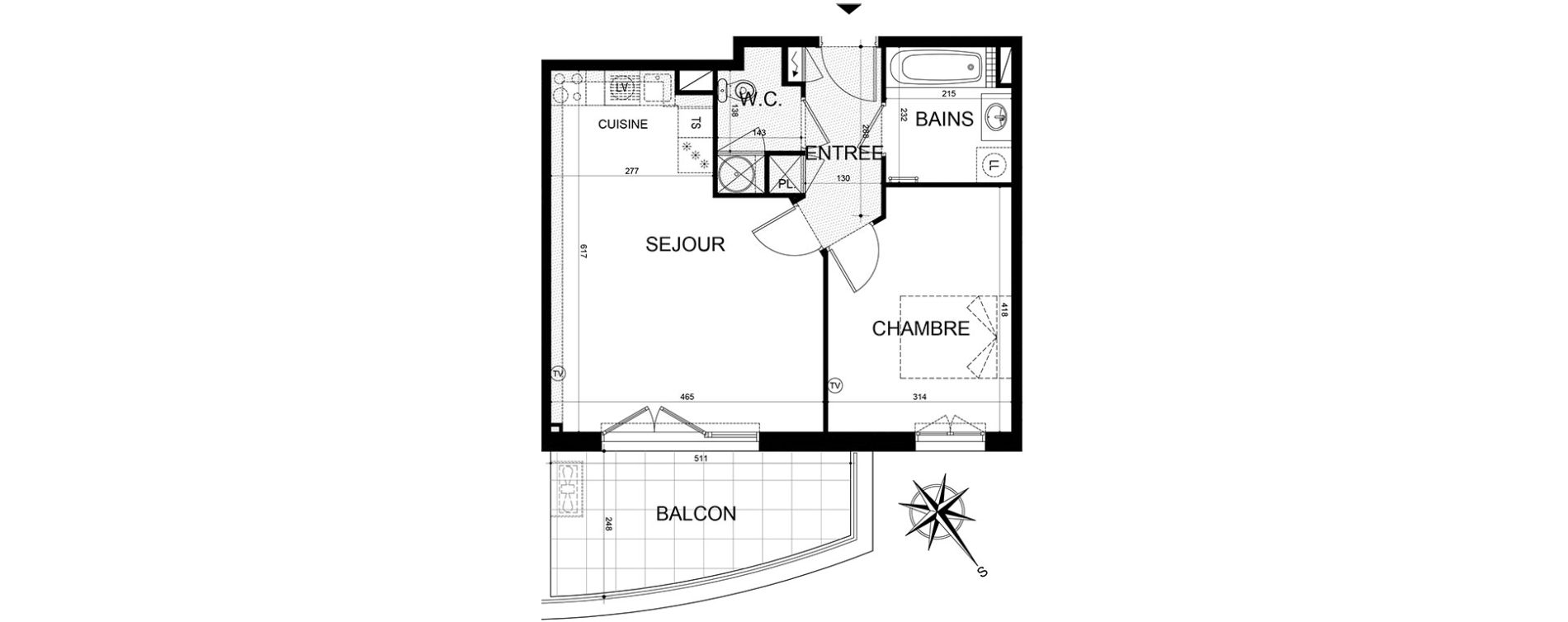 Appartement T2 de 48,41 m2 &agrave; Puget-Sur-Argens Centre