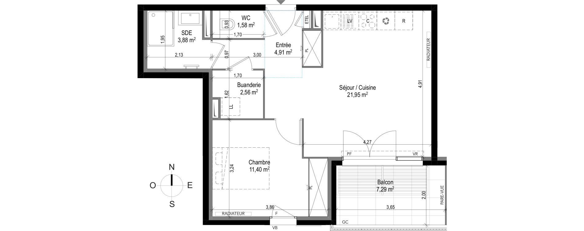 Appartement T2 de 46,28 m2 &agrave; Puget-Sur-Argens Centre