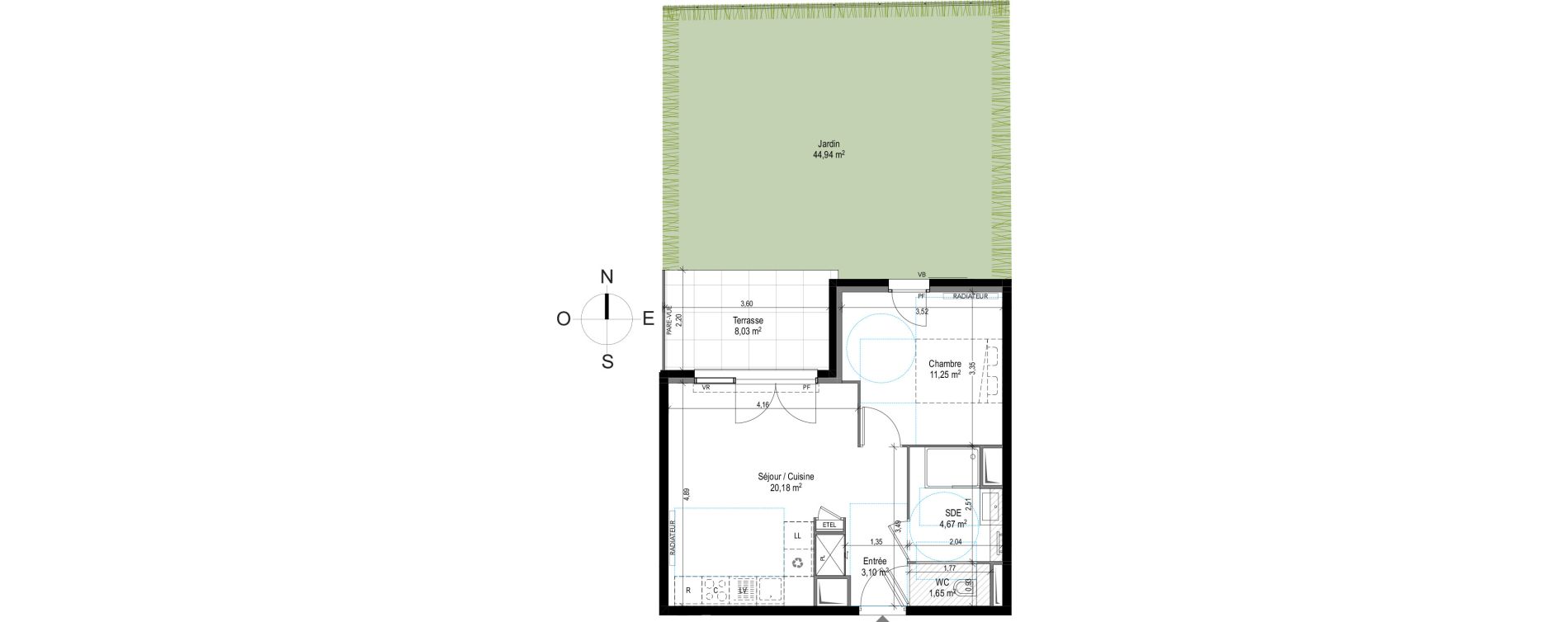 Appartement T2 de 40,85 m2 &agrave; Puget-Sur-Argens Centre