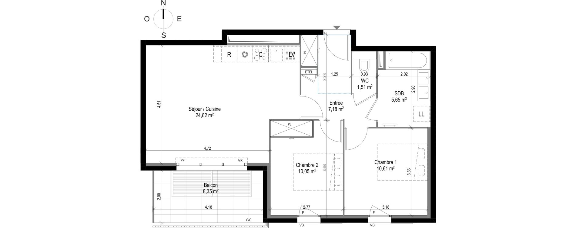 Appartement T3 de 59,62 m2 &agrave; Puget-Sur-Argens Centre