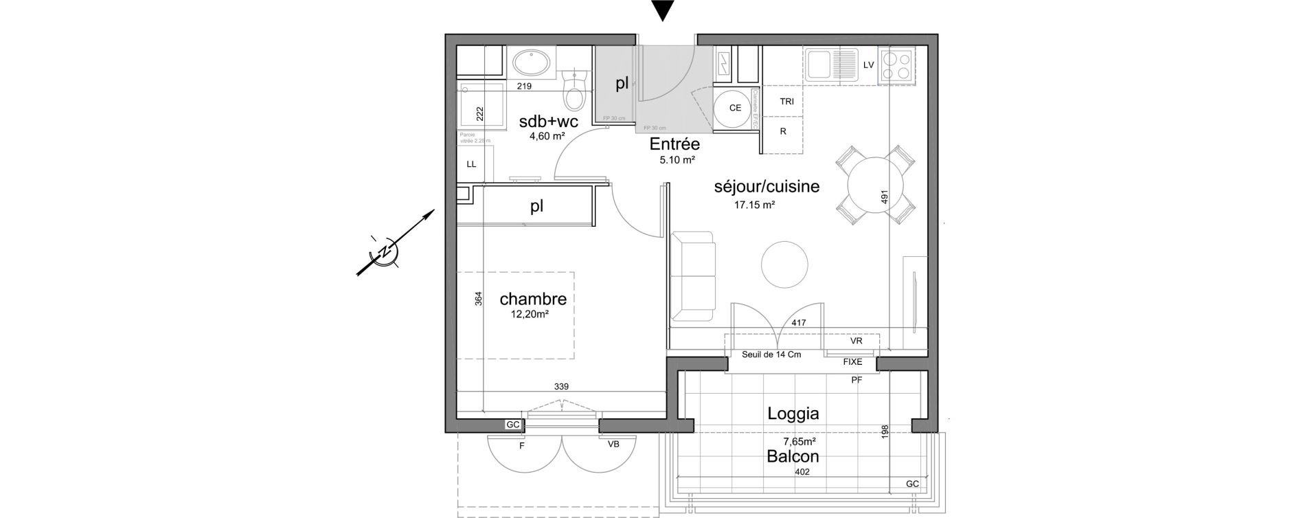 Appartement T2 de 39,05 m2 &agrave; Puget-Sur-Argens Centre
