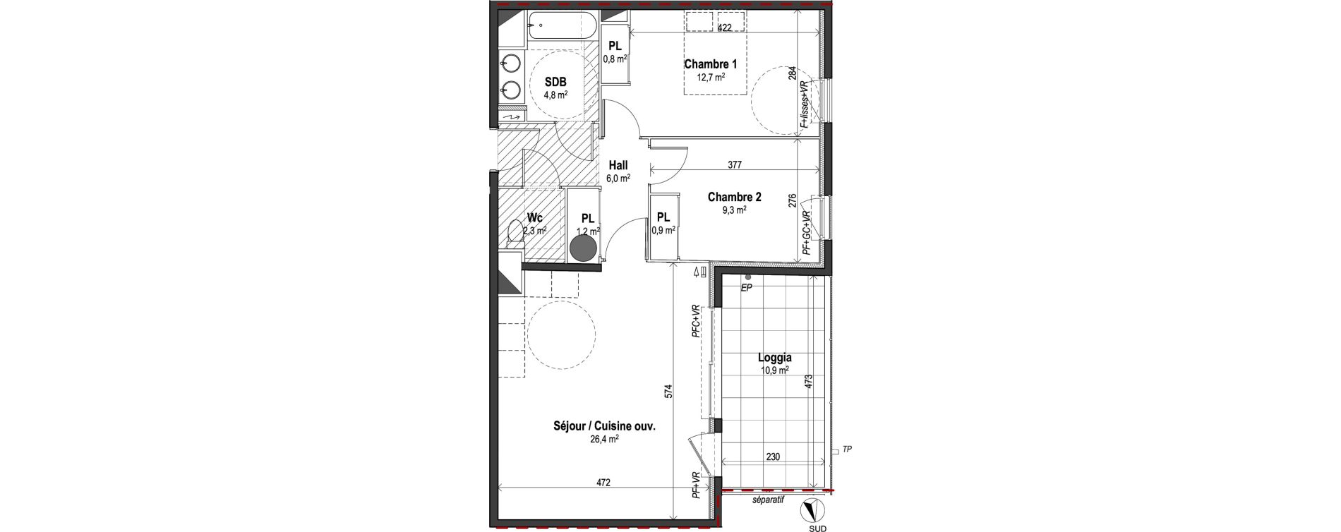Appartement T3 de 64,40 m2 &agrave; Puget-Sur-Argens Centre