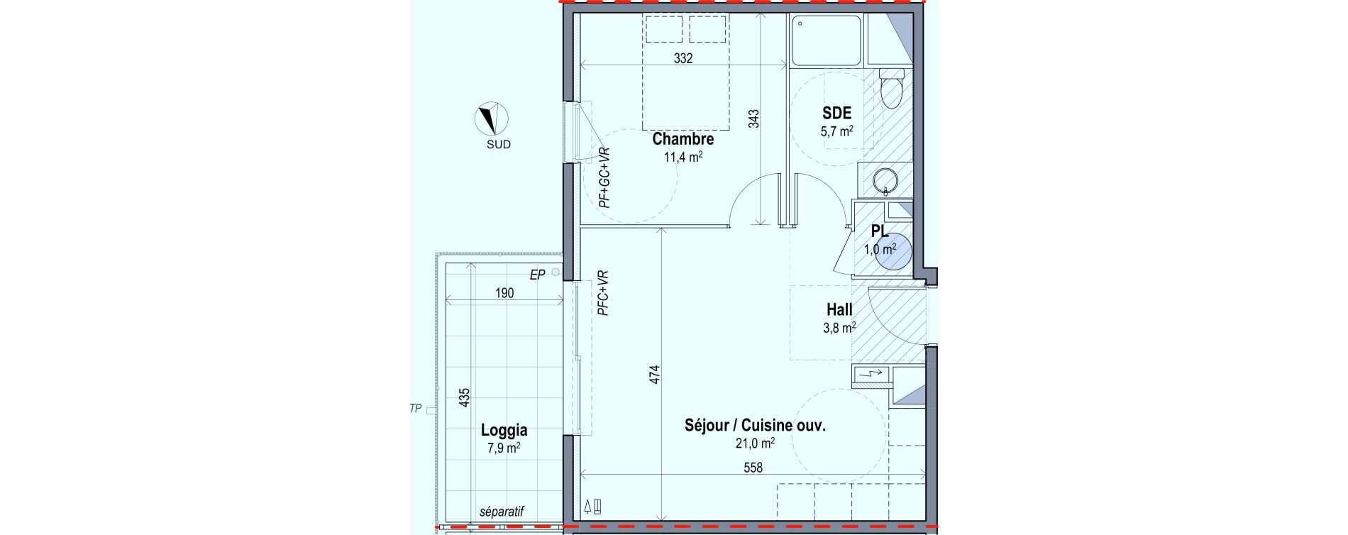 Appartement T2 de 42,90 m2 &agrave; Puget-Sur-Argens Centre