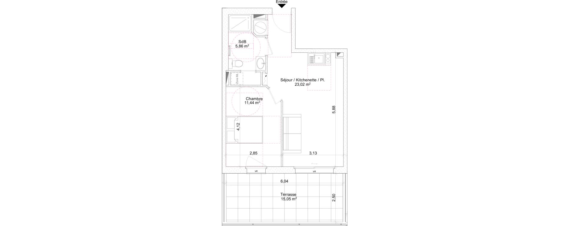 Appartement T2 de 40,32 m2 &agrave; Rayol-Canadel-Sur-Mer Centre
