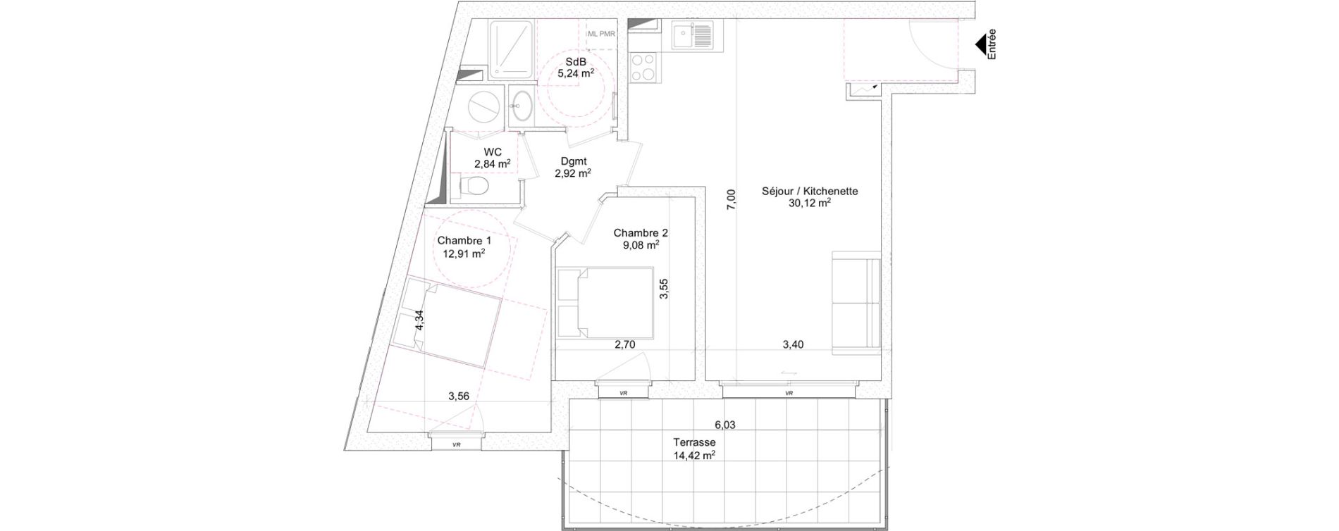 Appartement T3 de 63,11 m2 &agrave; Rayol-Canadel-Sur-Mer Centre