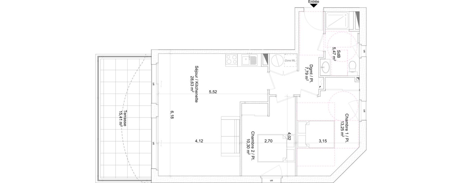Appartement T3 de 65,44 m2 &agrave; Rayol-Canadel-Sur-Mer Centre