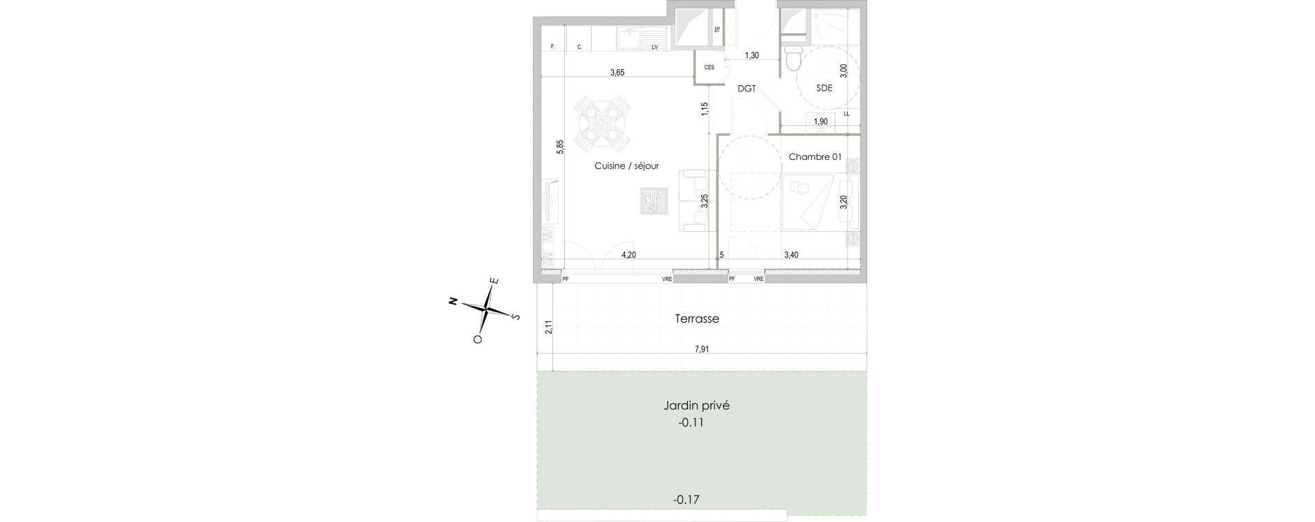 Appartement T2 de 44,10 m2 &agrave; Saint-Cyr-Sur-Mer La nartette