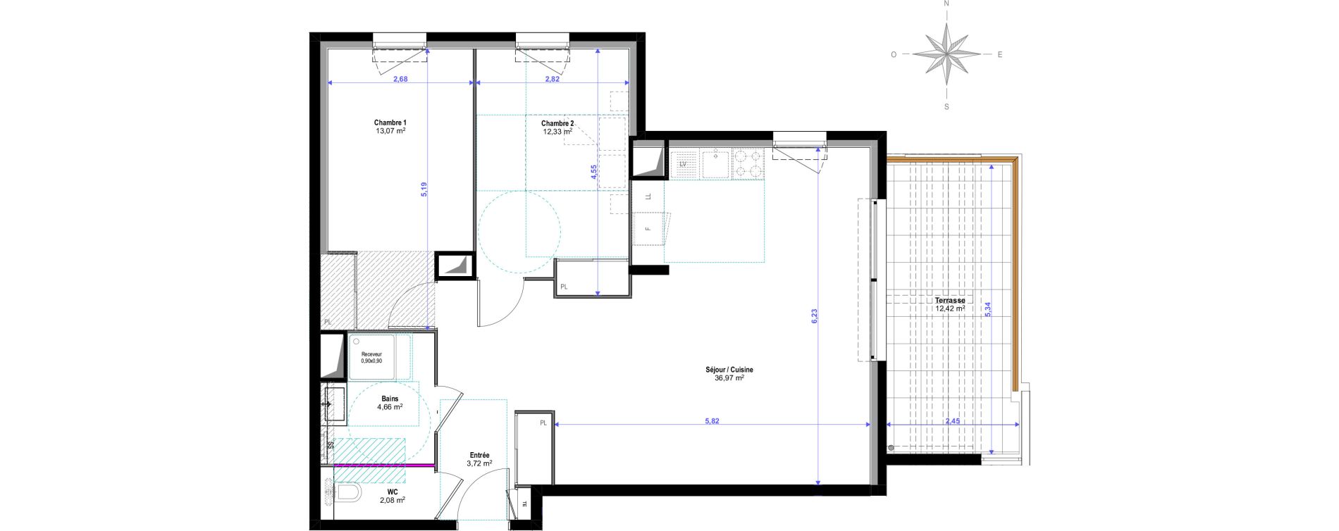 Appartement T3 de 72,83 m2 &agrave; Saint-Rapha&euml;l Valescure