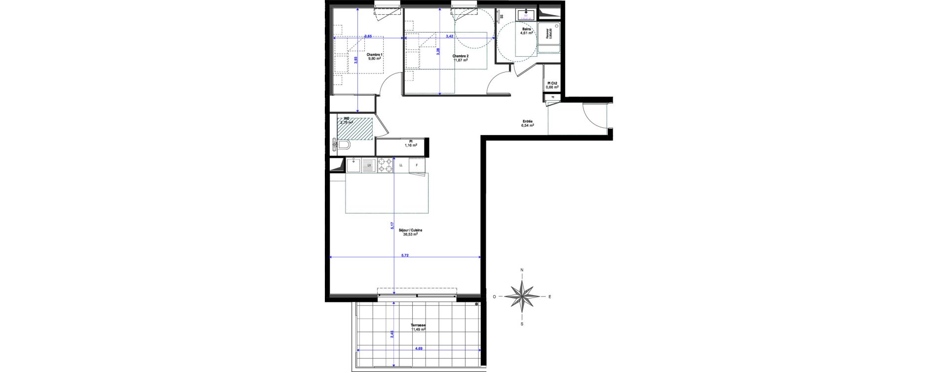 Appartement T3 de 75,93 m2 &agrave; Saint-Rapha&euml;l Valescure