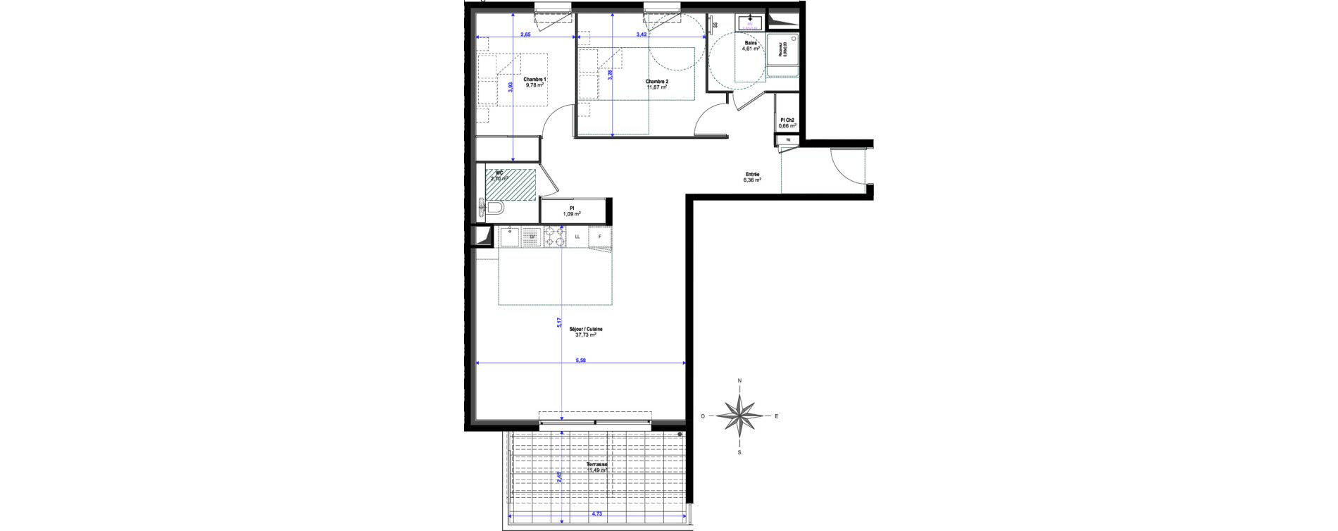 Appartement T3 de 74,80 m2 &agrave; Saint-Rapha&euml;l Valescure