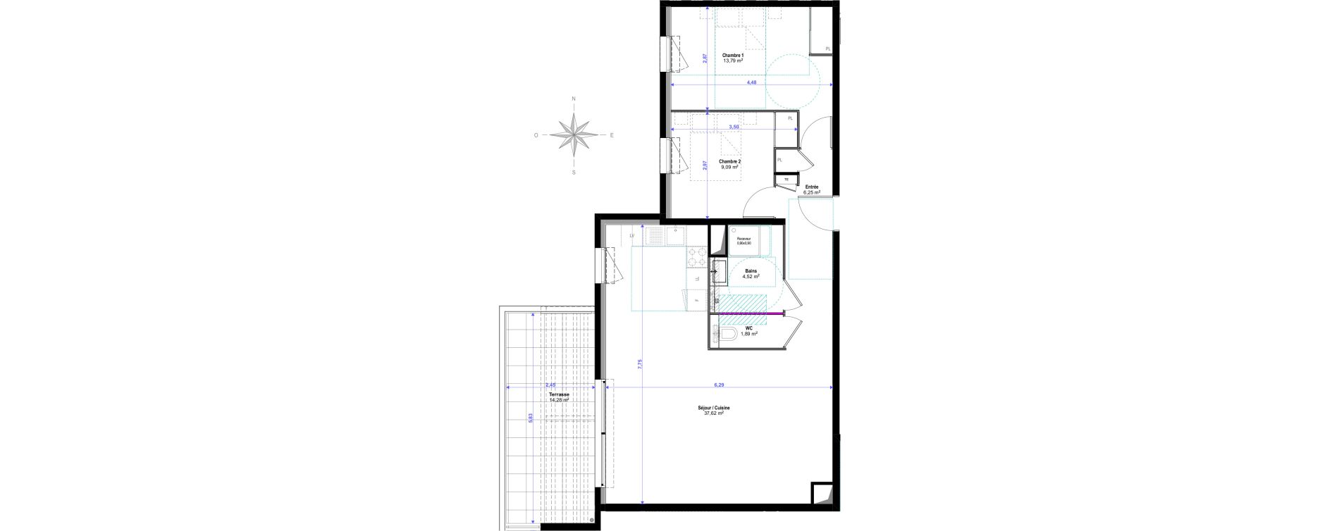 Appartement T3 de 73,16 m2 &agrave; Saint-Rapha&euml;l Valescure