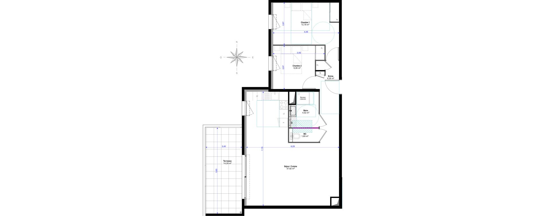 Appartement T3 de 73,17 m2 &agrave; Saint-Rapha&euml;l Valescure