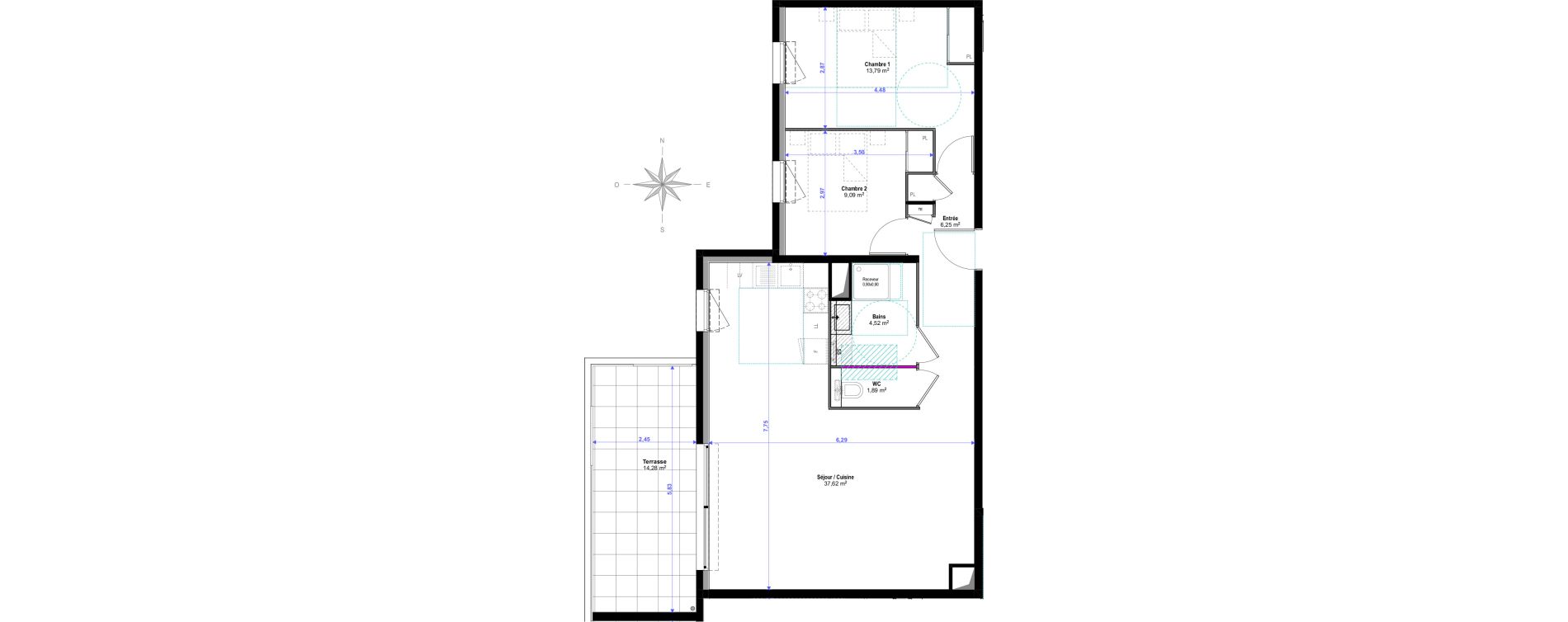 Appartement T3 de 73,16 m2 &agrave; Saint-Rapha&euml;l Valescure