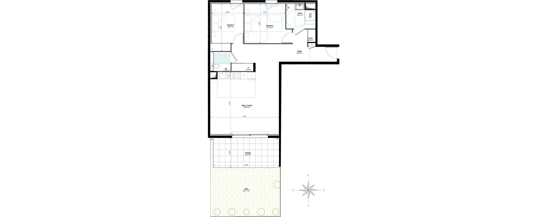 Appartement T3 de 75,76 m2 &agrave; Saint-Rapha&euml;l Valescure