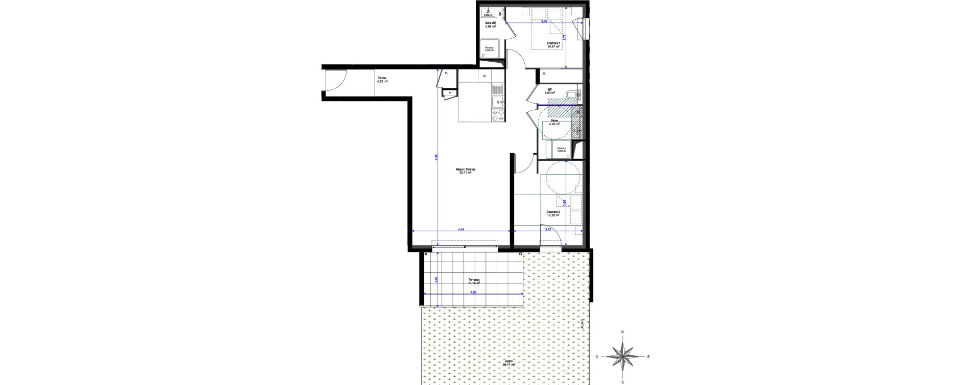 Appartement T3 de 76,83 m2 &agrave; Saint-Rapha&euml;l Valescure
